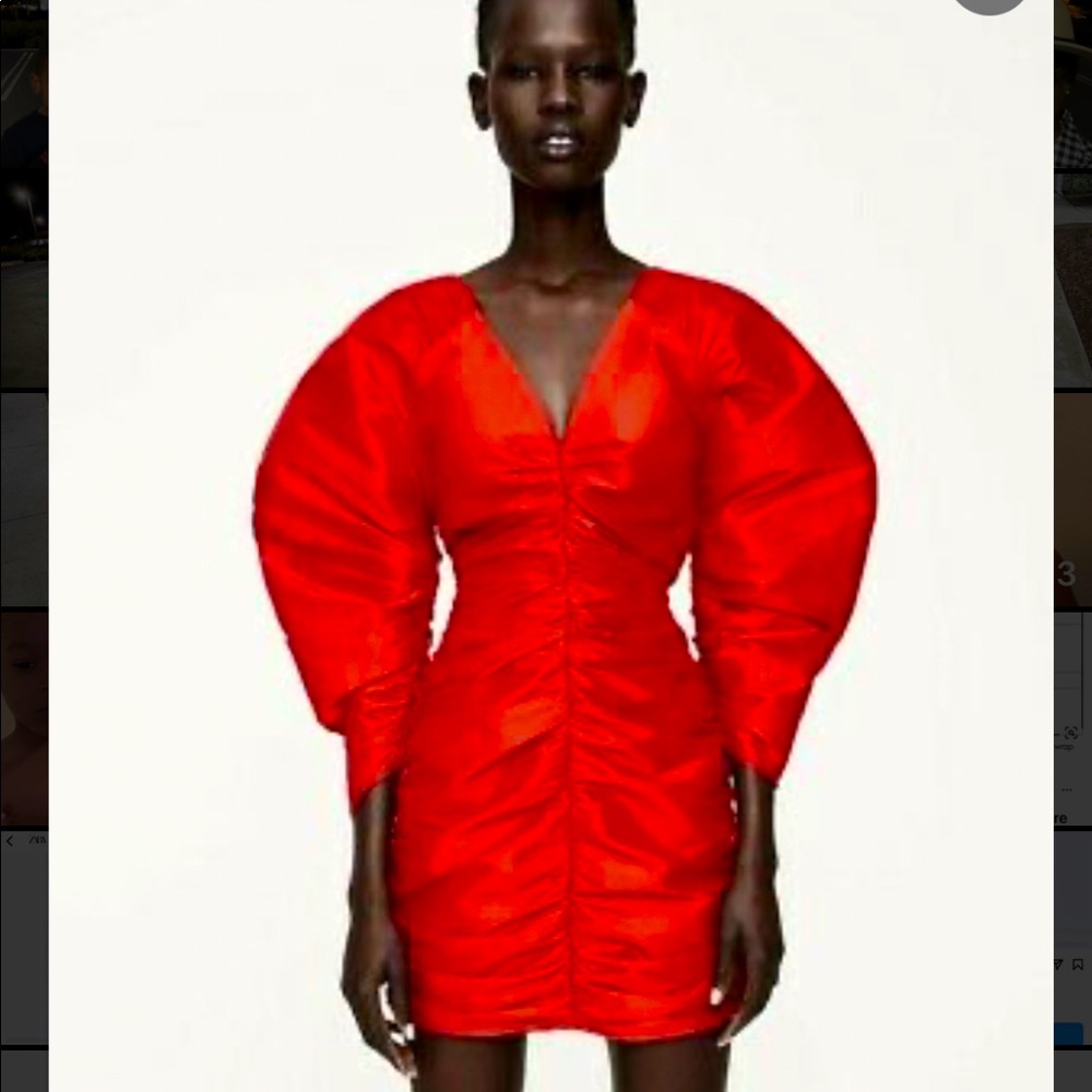 Zara red draped dress